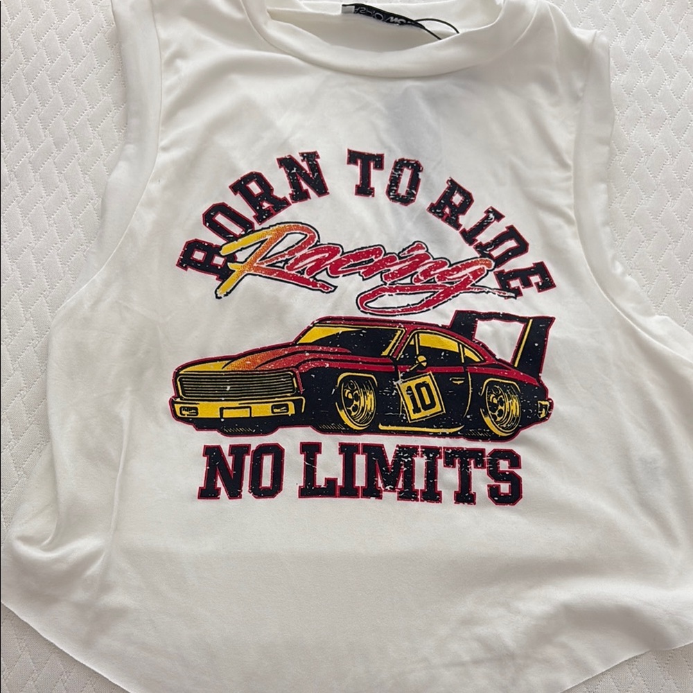 Women’s Fashion Nova “No Limits Racing Top” in Ivory - Size M
